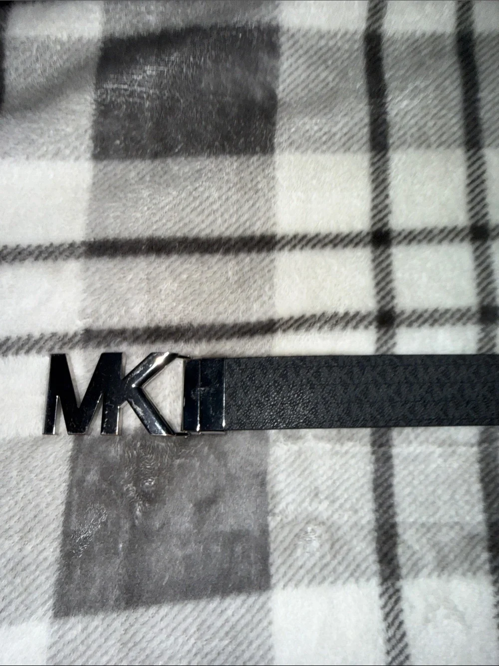 Michael Kors Black Leather Logo Buckle Belt reversible
